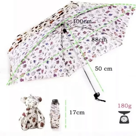 Bear cute mini umbrella pouch keychain compact womens - Picture 5 of 10